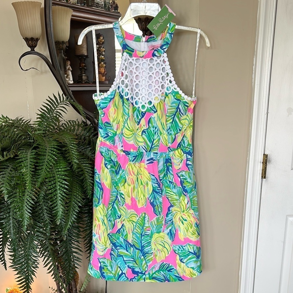 Brand New Lilly Pulitzer Kinley Dress Pink Sunset Local Flavor Bananas Mini